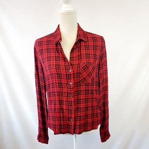 Johnny Cotton Black and Red Flannel Top